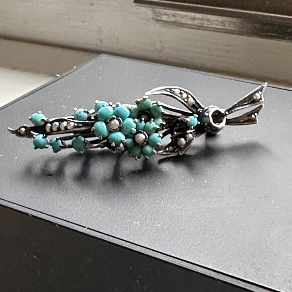 Victorian Bates & Bacon Turquoise Brooch - Picture 9 of 11